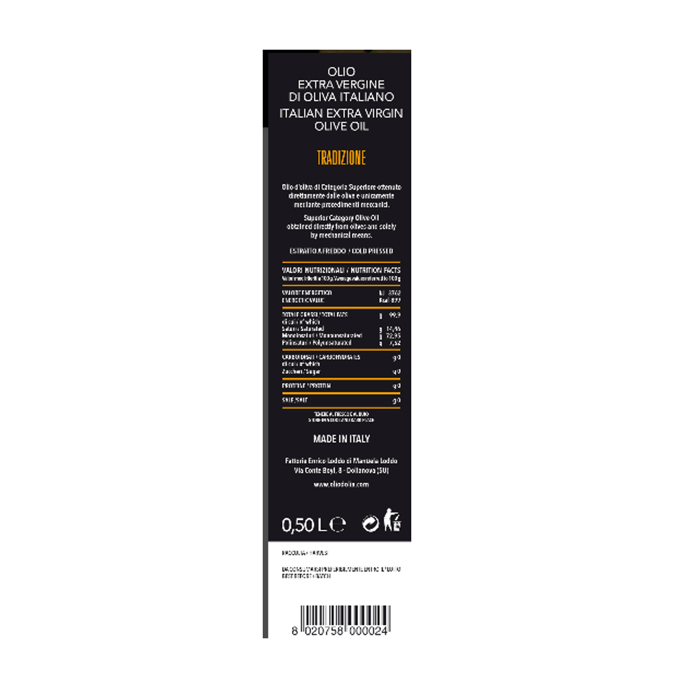 D`OLIA Tradizione – Olio extravergine d’oliva, Sardinien 500ml